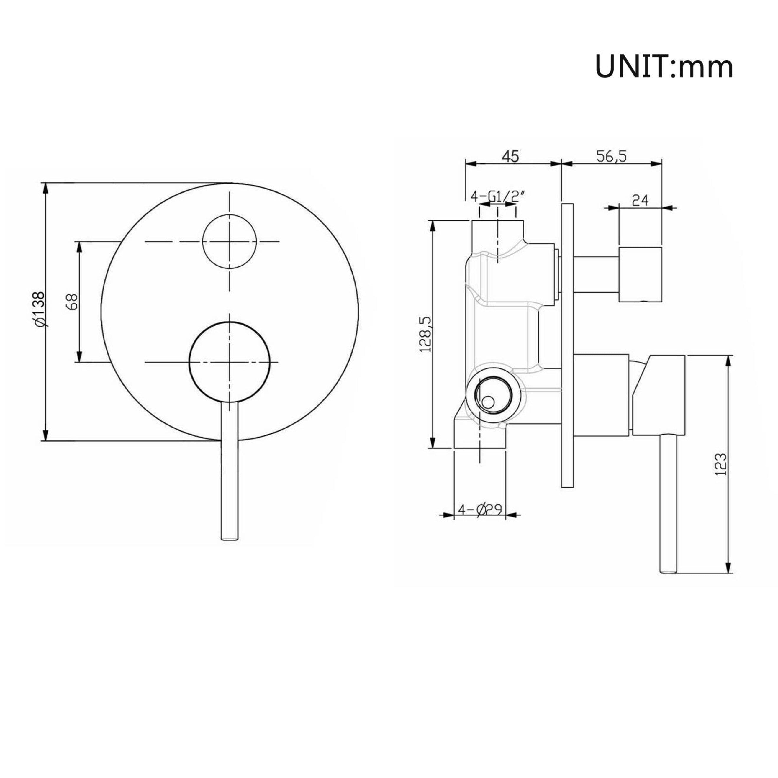 CIRC - Brushed Gold Shower Diverter Mixer